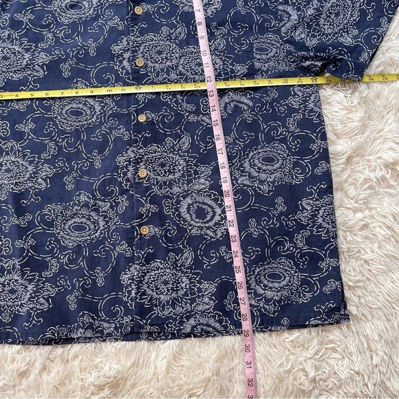 Vintage Polo Jeans Company Shirt Navy Blue Floral Short Sleeve calico size M - Picture 5 of 7